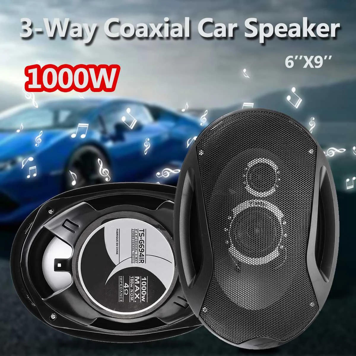 

2pcs 12V 1000W 6''x9'' 3-Way Twin Tone Auto Car Door Shelf Coaxial Speakers High Frequency Hifi Subwoofers Sound Loudspeaker