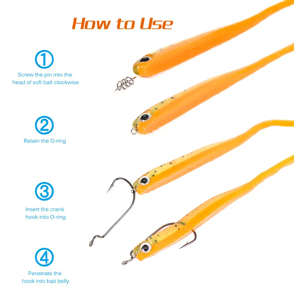 50Pcs Soft Lure Bait Hook Pin Spring Fixed Lock Fishing Screw Needle Soft Worm