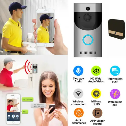 

WiFi Intelligent Video Doorbell HD 720P Visual Camera Ring IR +Dingdong For IOS Night Vision Video Intercom Door Ring Phone