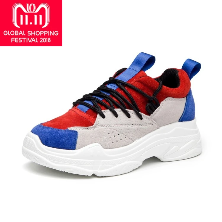 

{Zorssar} 2018 New Fashion Genuine Leather Flats platform Women shoes Casual flat Female sneakers shoes Student Sport Shoes