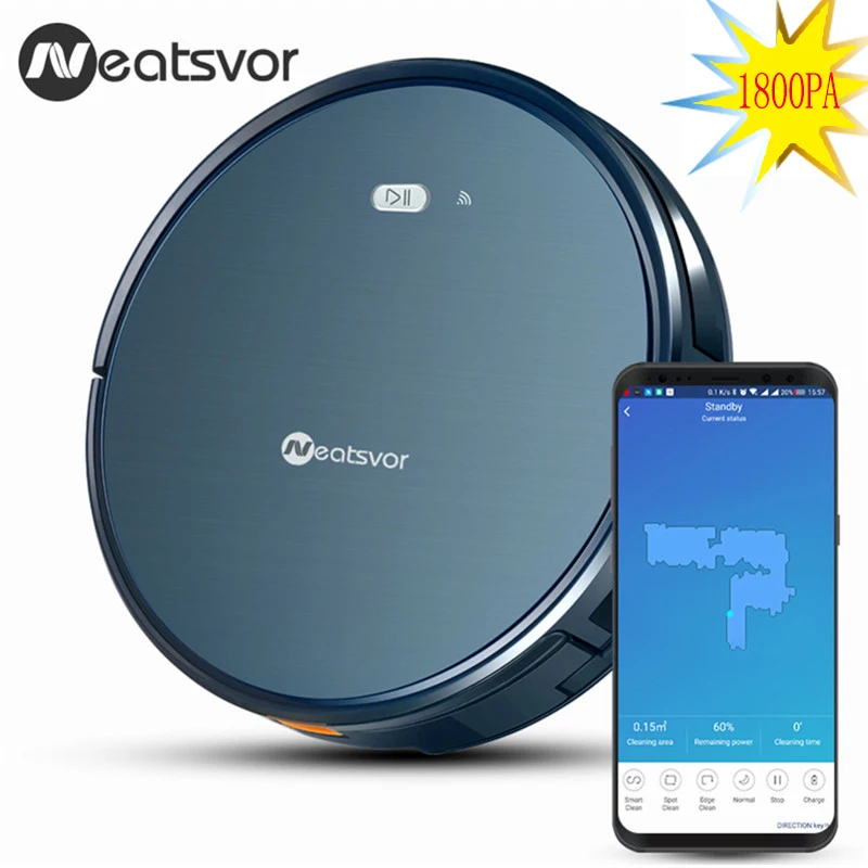 

NEATSVOR X500 1800PA Power Robot Vacuum Cleaner,3in1 Wet Dry Mop,Map Navigation,Smart Memory,Anti Collision,WIFI Robot Aspirador