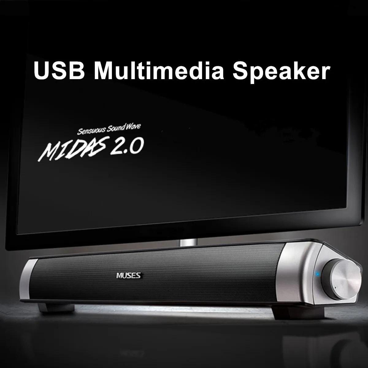 Speaker Wired Soundbar Speaker HIFI Bass Stereo Sound Bar with USB AUX Mic for Computer PC Smartphone TV Home Theater Laptop