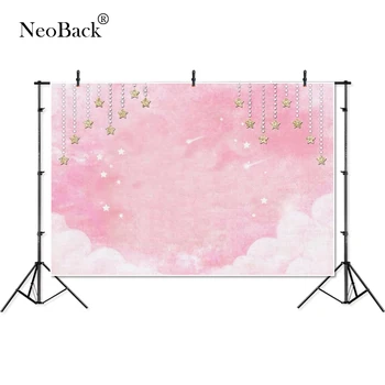 

Thin Vinyl Pink Sky Clouds Golden Twinkle Stars children baby Photography Backgrounds professional indoor studio Photo Backdrops