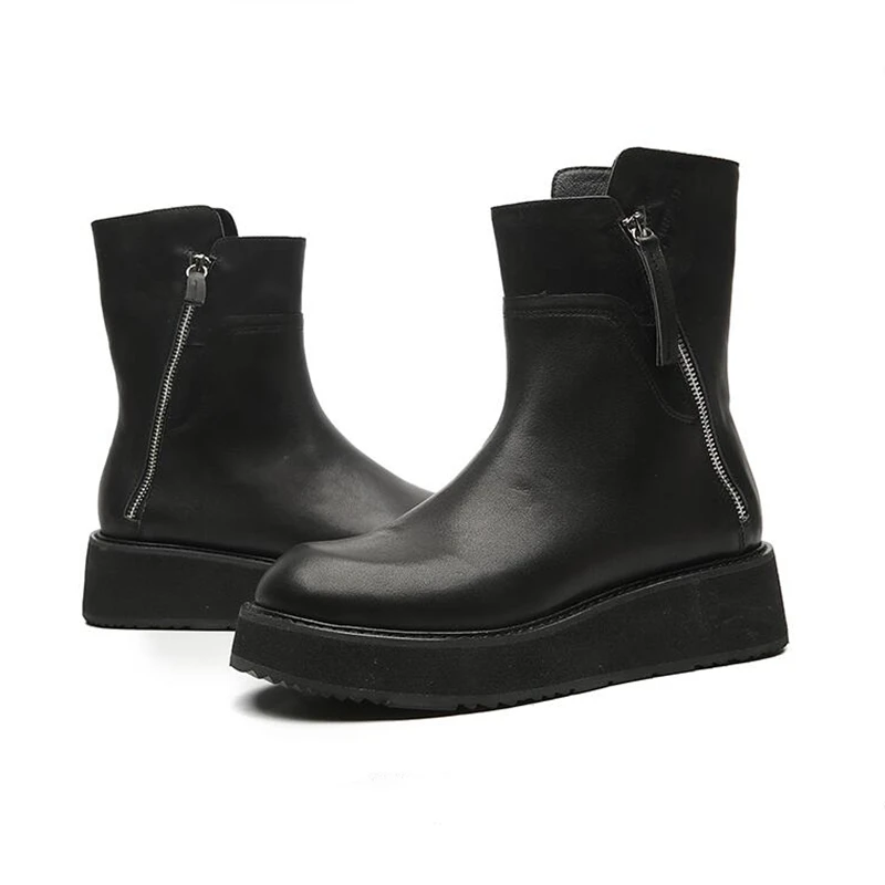 Tacón Invierno ¡caliente Completo Botas Casuales Black Espana Cuero Grueso Chelsea Hombre Grano Zapatos De Hombres Soldados aazP1w