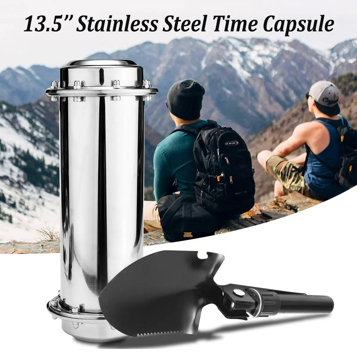 

13.5" Stainless Steel Time Capsule + Tool Container Storage Memory Future Gift