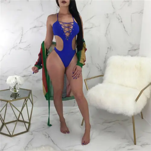 

Women One-Piece Swimsuit Bikini Push-up Summer Hot Ladeis Solid Color Monokini Padded Bathing Monokini Swimwear Hot