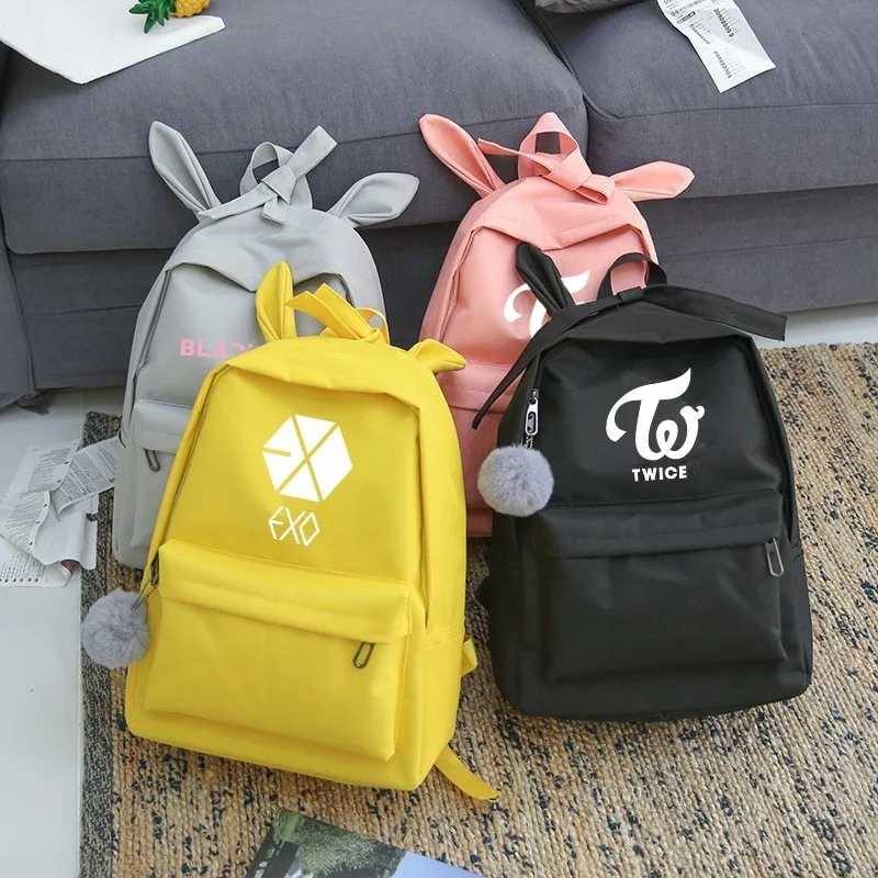 

Newest Lovely Exo Got7 Backpack Women Wanna One Blackpink Monsta X Twice Canvas School Travel Bag Backpack Sac A Dos Femme