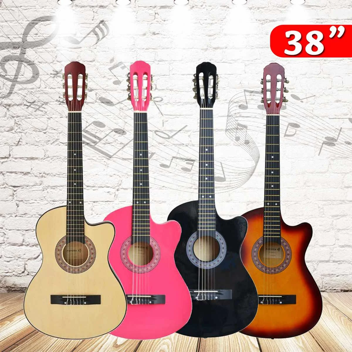 

38 Inch Acoustic Guitar Beginners Getting Started Practicing Stringed Instruments