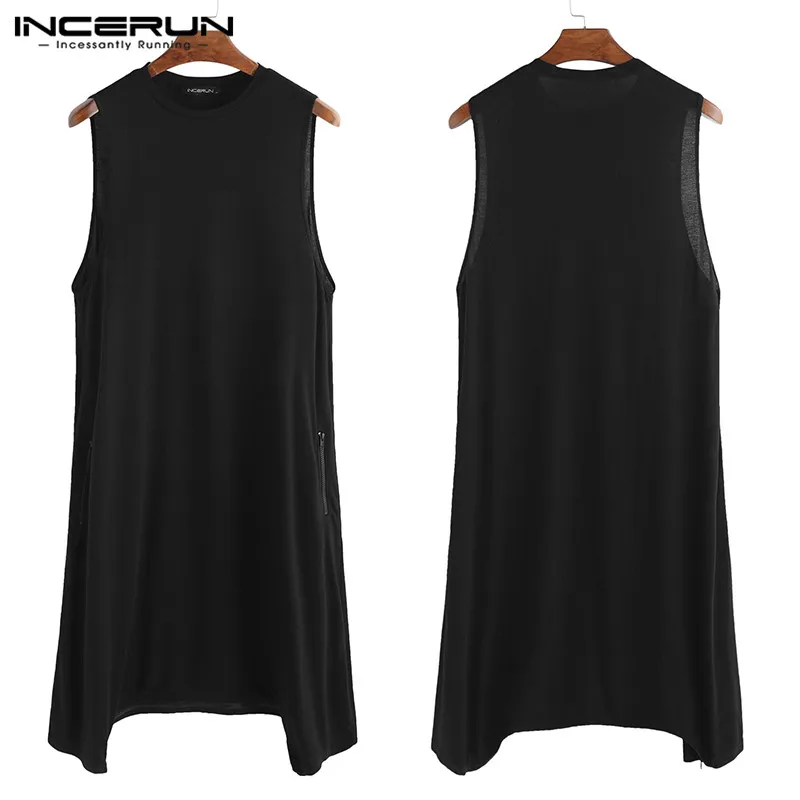 

INCERUN Casual Men Rompers Solid Color Sleeveless Loose Hiphop Overalls Pants Streetwear Playsuits Men Jumpsuit Plus Size 2019