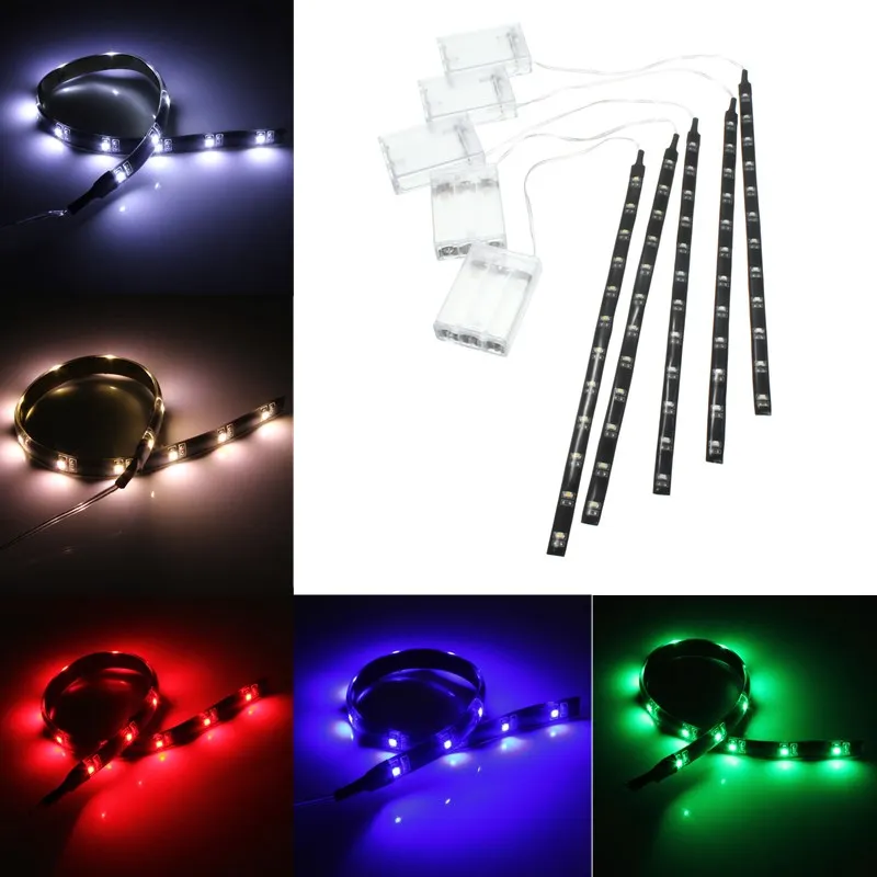 

Super Bright 30CM 12 LED 3528 SMD Waterproof Flexible Strip Tape Light Car Auto Decor Lamp Battery Operated White Red Blue Green
