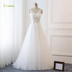 Loverxu Vestido De Noiva Сексуальная спинки Пляжные Свадебные платья 2019 кружево с аппликацией и бисером развертки поезд Тюлевое платье невесты плюс