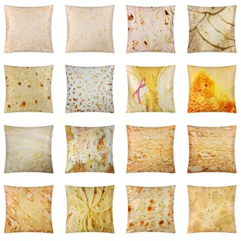 

Hot Snack Tortilla Pattern Linen Pillowcase Square Pillow Cover for Home Room 45x45cm