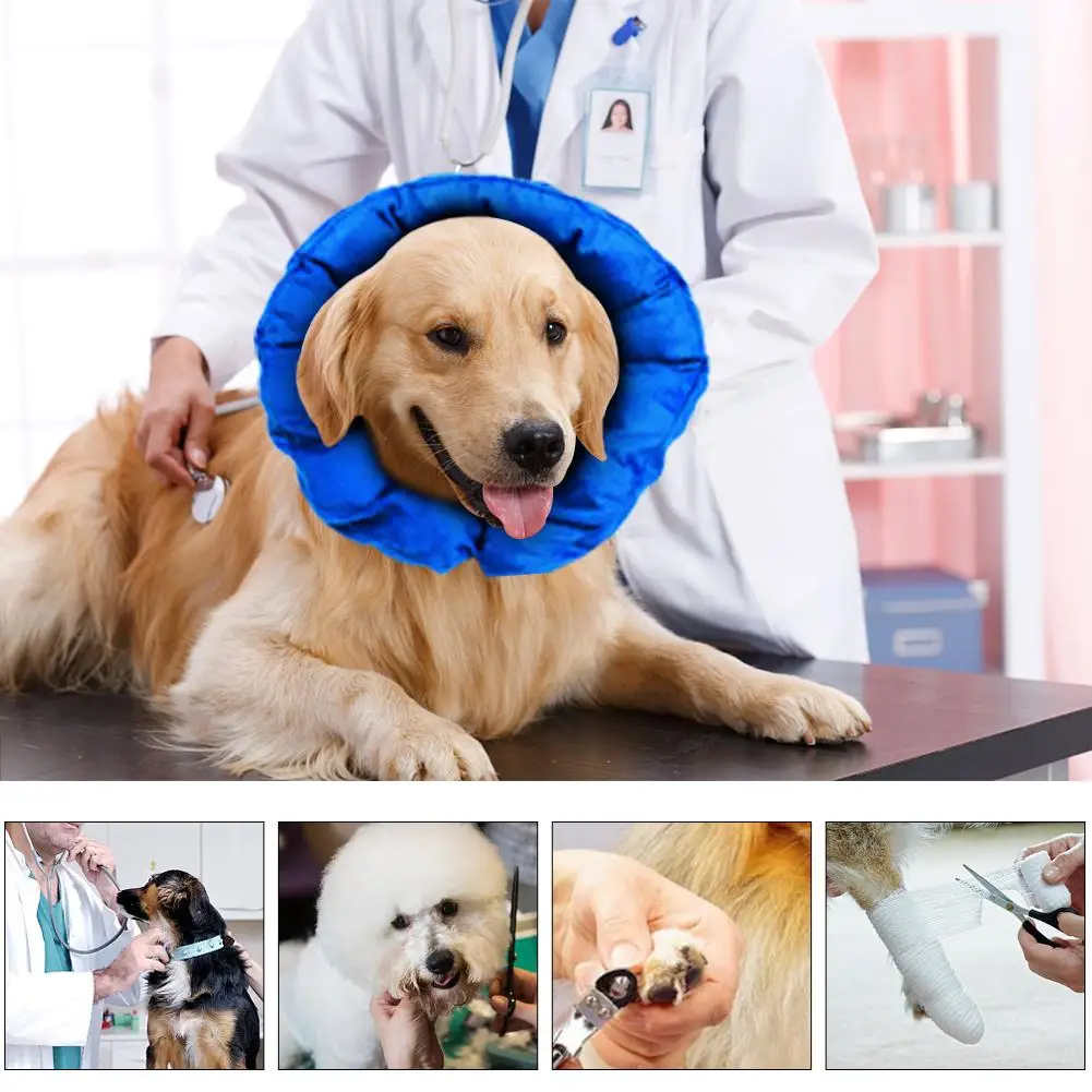 Inflatable Dog Collar Pet PVC Short Plush Ring Anti-smashing Adjustable Beauty Recovery Protective Collar Durable And Stable