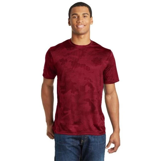 Спорт Tek ST370 CamoHex Tee темно красный большой| |