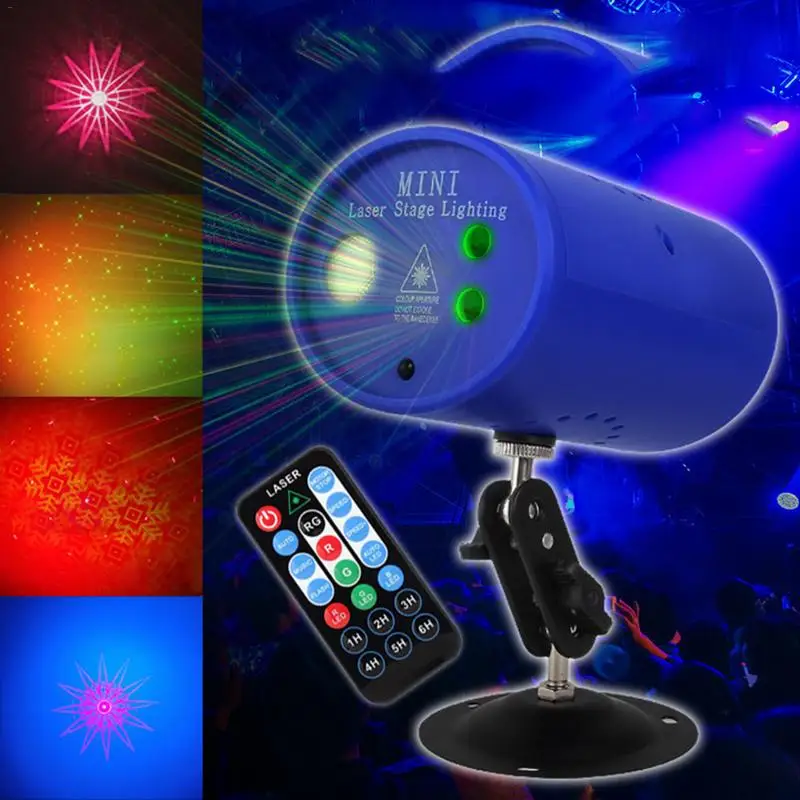 

LED Stage Disco Light Double-hole Multi-picture Sound Activated LED Projector KTV Bar Light For Wedding Party Birthday Present C