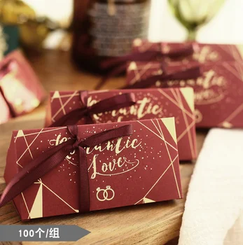 

100 Pcs Creative Romantic Love Wedding Favors Candy Boxes Bomboniera Chocolate Box Wedding Party Gift Box With Ribbons