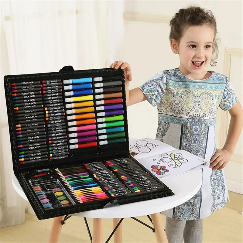 

168 PCS Rollerball Pen/ Colorful Pencil/ Wax Crayon and Oil Painting Brush Set Children Drawing Painting Set