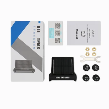

Smart TPMS Car Tire Pressure Monitor System Solar Power Charging Tires Wireless Security Alarm System With 4 External Sensor