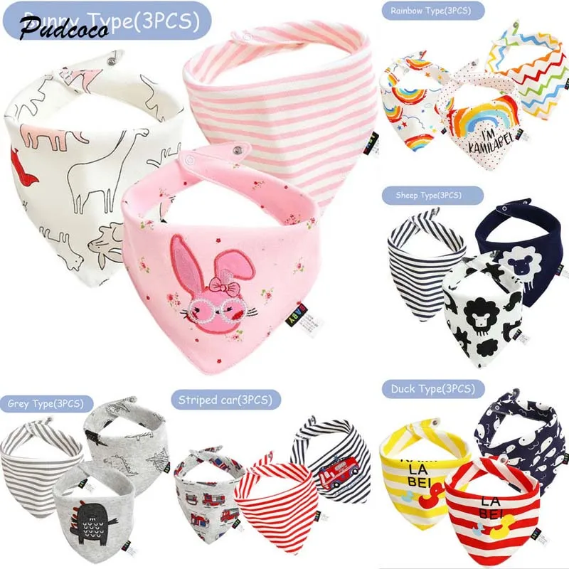

2019 Brnad Newborn Baby Bibs Soft Bib Burp Cloth For Babies Girl Boy Bibs New Newborn Babies Cute Cartoon Print 3PCS Scarf