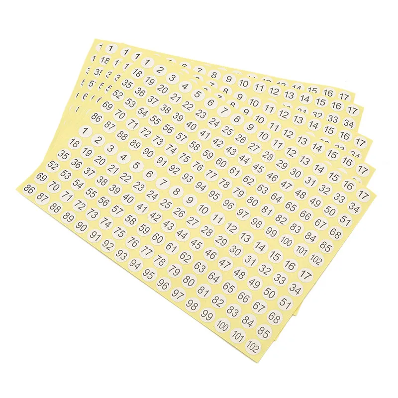 

5 Sheets White Round Number Stickers Self Adhesive Small Garment Labels Tags Sticker DIY Handmade Scrapbook School Supplies