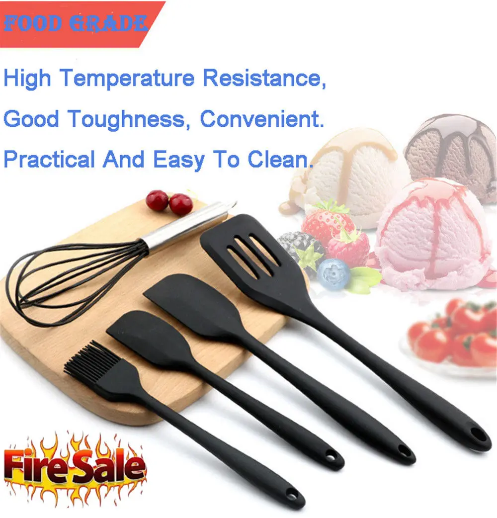 

AU New Chef Craft 5 Piece Silicone Kitchen Tool and Utensil Set Cooking Utensils