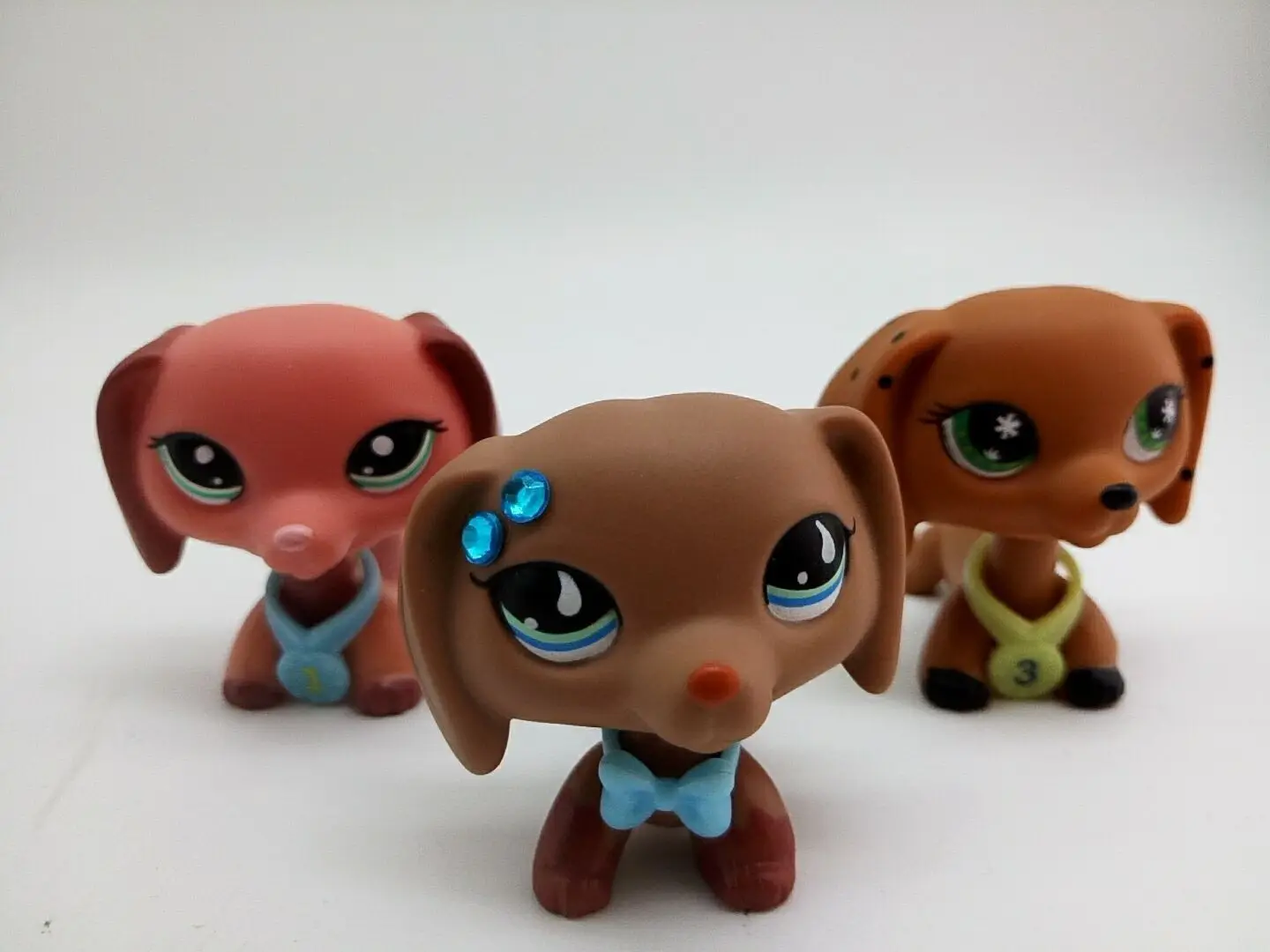 

Cartoon Animals Dachshund Dogs With Accessories Collars Authentic Rare