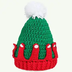 Детские младенческой Рождественская шапочка трикотажные кепки пушистый шар шляпа праздник реквизит декор оптовая продажа