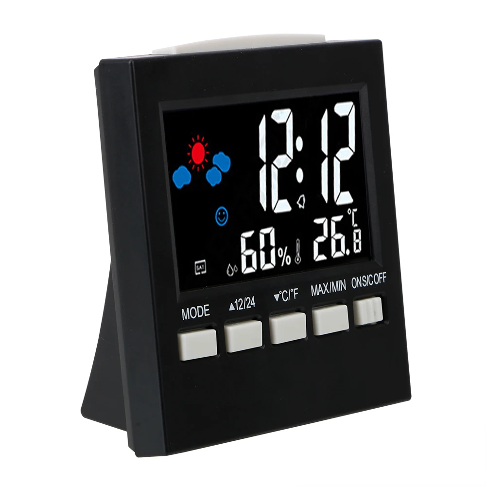 

Home Decoration LCD Digital Alarm Clock Multifunction Weather Forecast Display Thermometer Hygrometer Calendar Clock