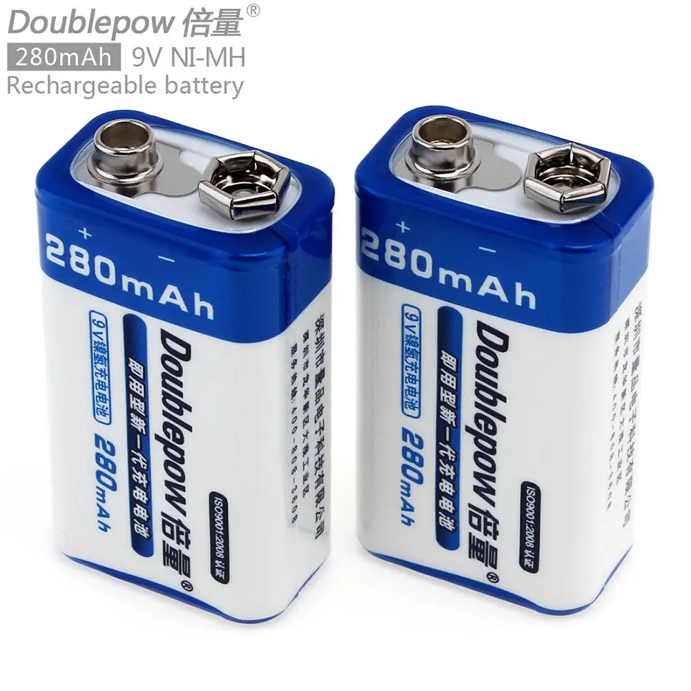 DOUBLEPOW 9V 280mAh 700mAh 1000mAh NiMH Rechargeable Battery NiMH 9V