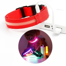 

USB Rechargeable LED Dog Collar Night Safety Flashing Glow Pet Dog Cat Collar With Usb Cable Charging Dogs Light Collar XWBE.