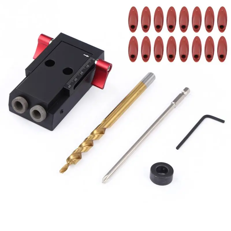

Mini Aluminum Pocket Slant Hole Screwdriver Jig System Kit with Step Drilling Bit Woodworking Drill Bit Slant-hole Tool