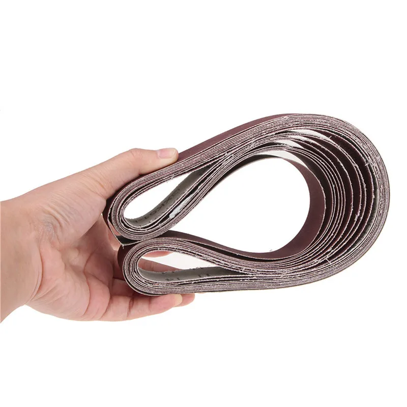 New 10pcs 40 to 1000 Grit 30mm x 580mm Sanding Belts For Belt Sander Attachment Use Motor/Angle Grinder