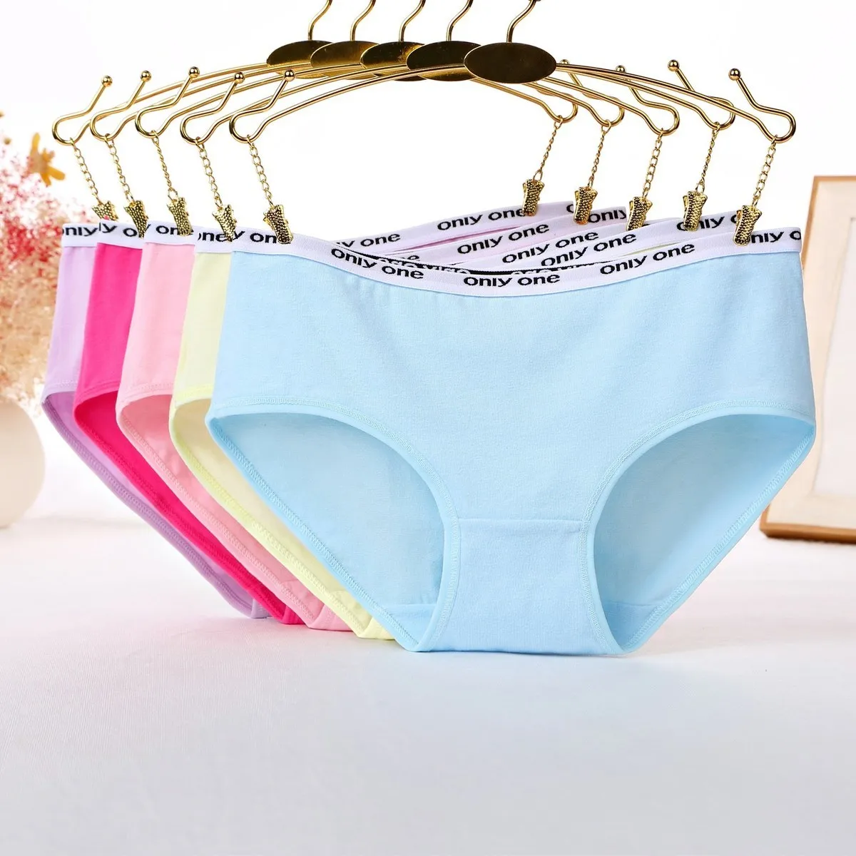 

Women Underwear Plus Size Briefs Panties Solid Color Cotton Underwear Cute Underwear Women Panties Pink String Crotchless Cotton