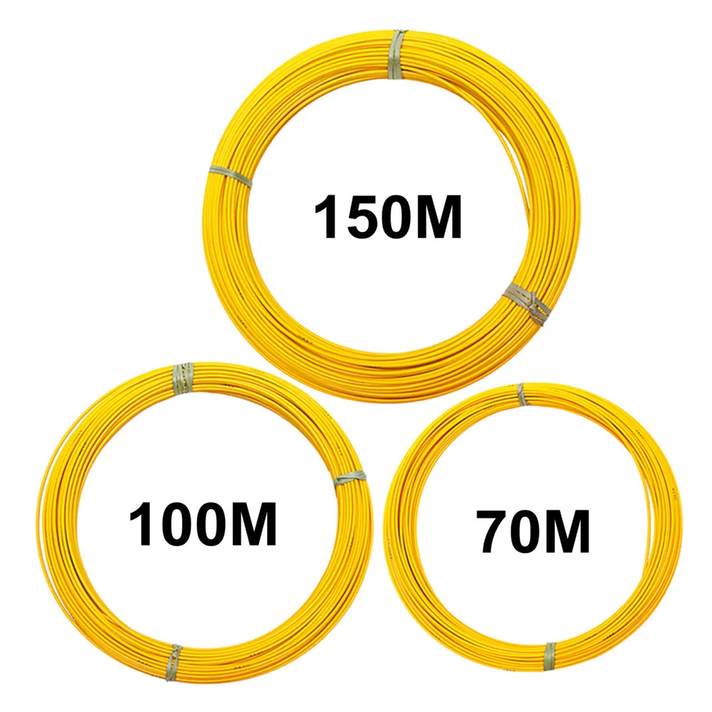 Стекловолоконный кабель съемник провода протяжная проволока кабелепровод канальный протягиватель кабеля Желтый электрическое оборудование принадлежности для прокладки кабелей 6 мм 70/100/150 м