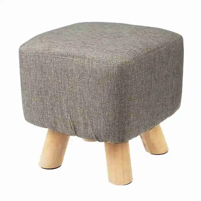 

Modern Luxury Upholstered Footstool Pouffe Stool + Wooden Leg Pattern:Square Fabric:Grey(4 Legs)