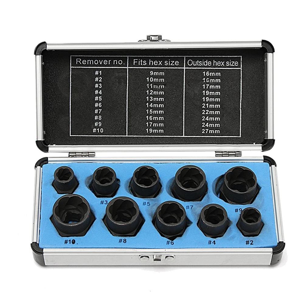 

10pcs Set Damaged Bolt Nut Screw Remover Tool Kit Extractor Removal Tools