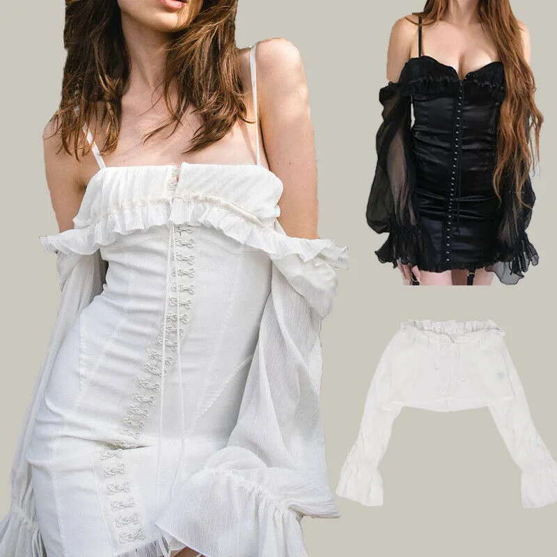 

Summer Fashion Off Shoulder Women Long Sleeve Blouse Ruffles Chiffon Crop Tops Shirts Sweet Lady Solid Shirts Women Clothes