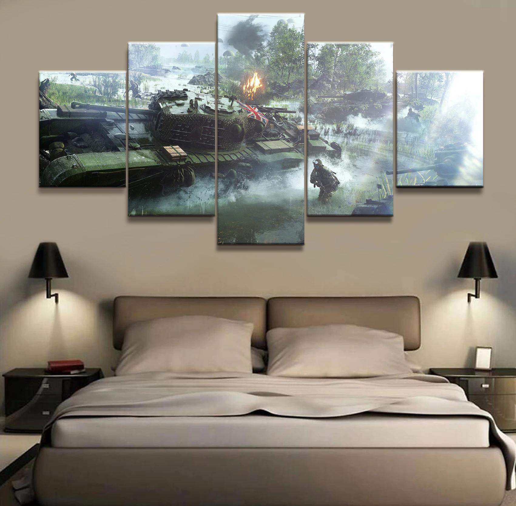 

HD Printed battlefield 5 Game scenario Painting 5 piece Canvas art Print room decor print poster picture canvas Free shipping