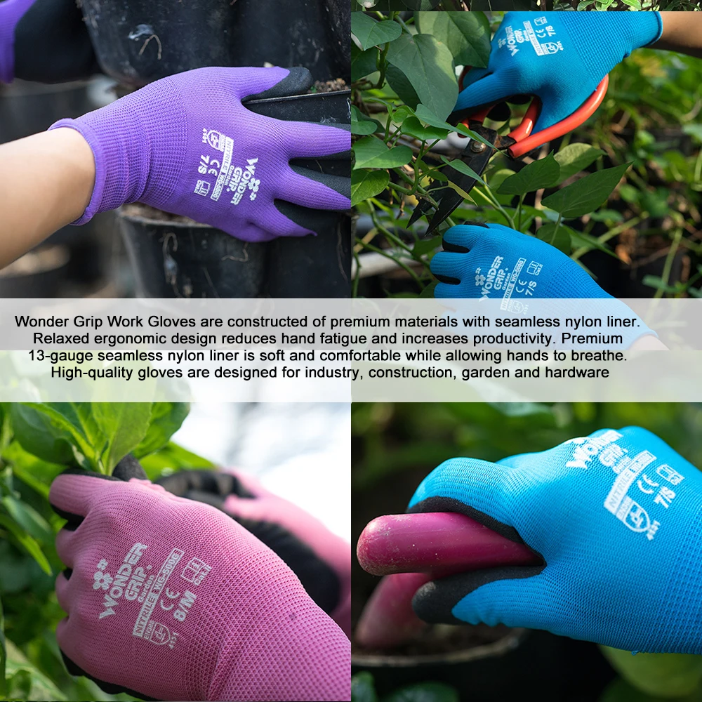 Wonder Grip садовые защитные перчатки нейлон с нитриловым рабочие перчатки с покрытием износостойкие универсальные рабочие перчатки