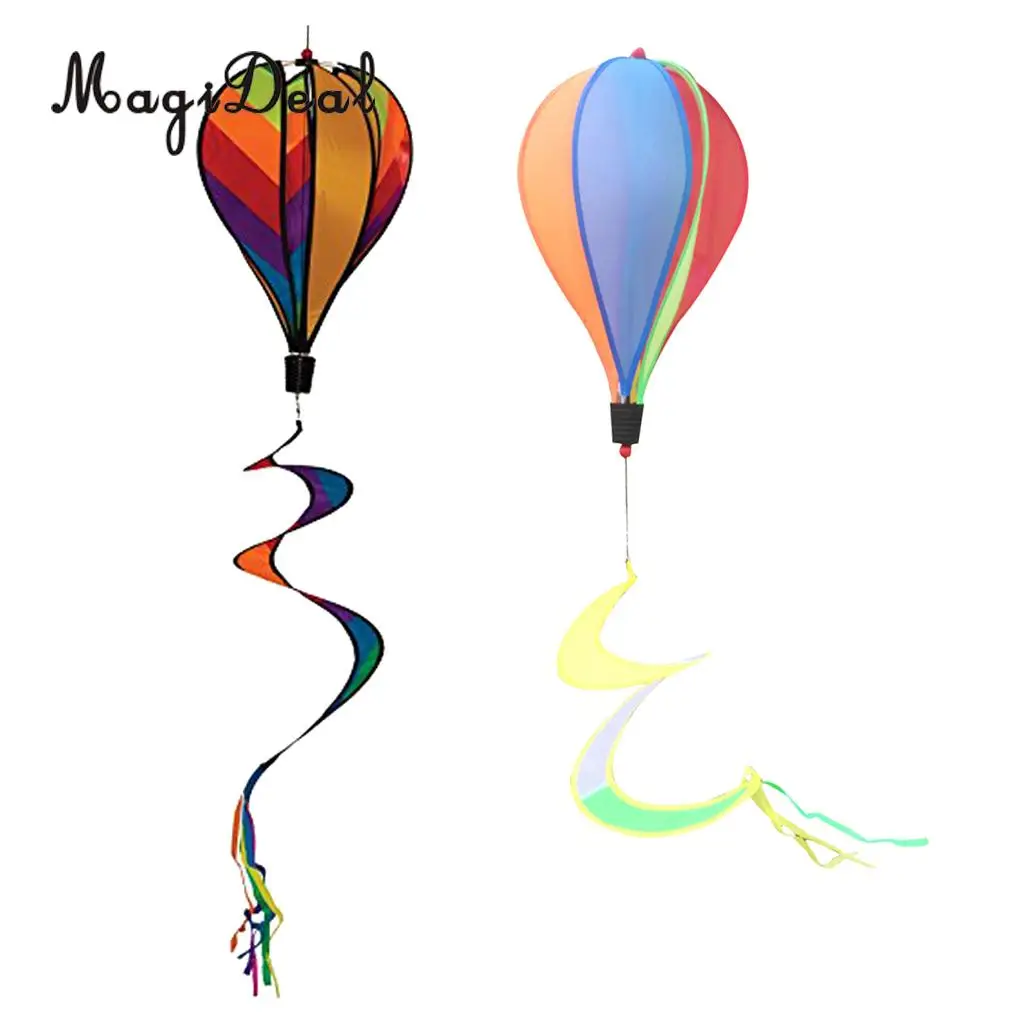 

2Pcs 55inch 6-Panel Hot Air Balloon Style Windmill Windsocks Garden Yard Lawn Patio Decor Kids Children Outdoor Toy Striped