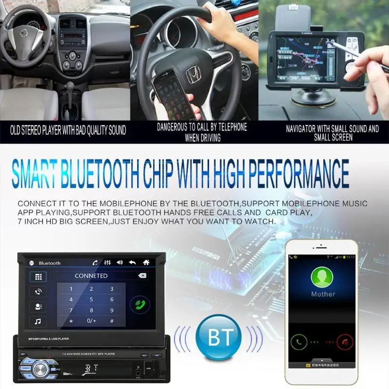 7 дюймовый сенсорный экран стерео MP5 плеер GPS Navi RDS AM FM радио USB/TF/AUX головное