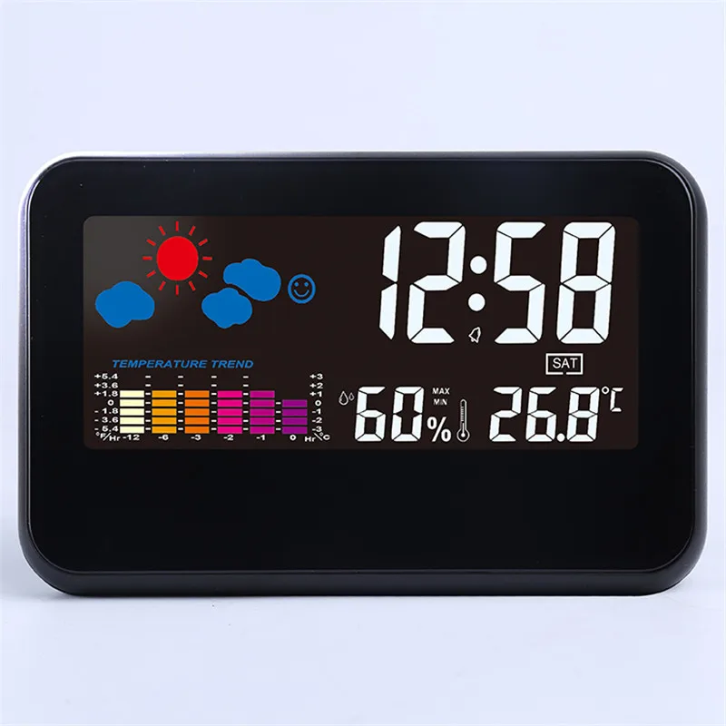 

Digital Alarm Clock Weather Station Temperature Humidity Electronic Clock Color Screen Car Clock Bedside Wake Up Clock