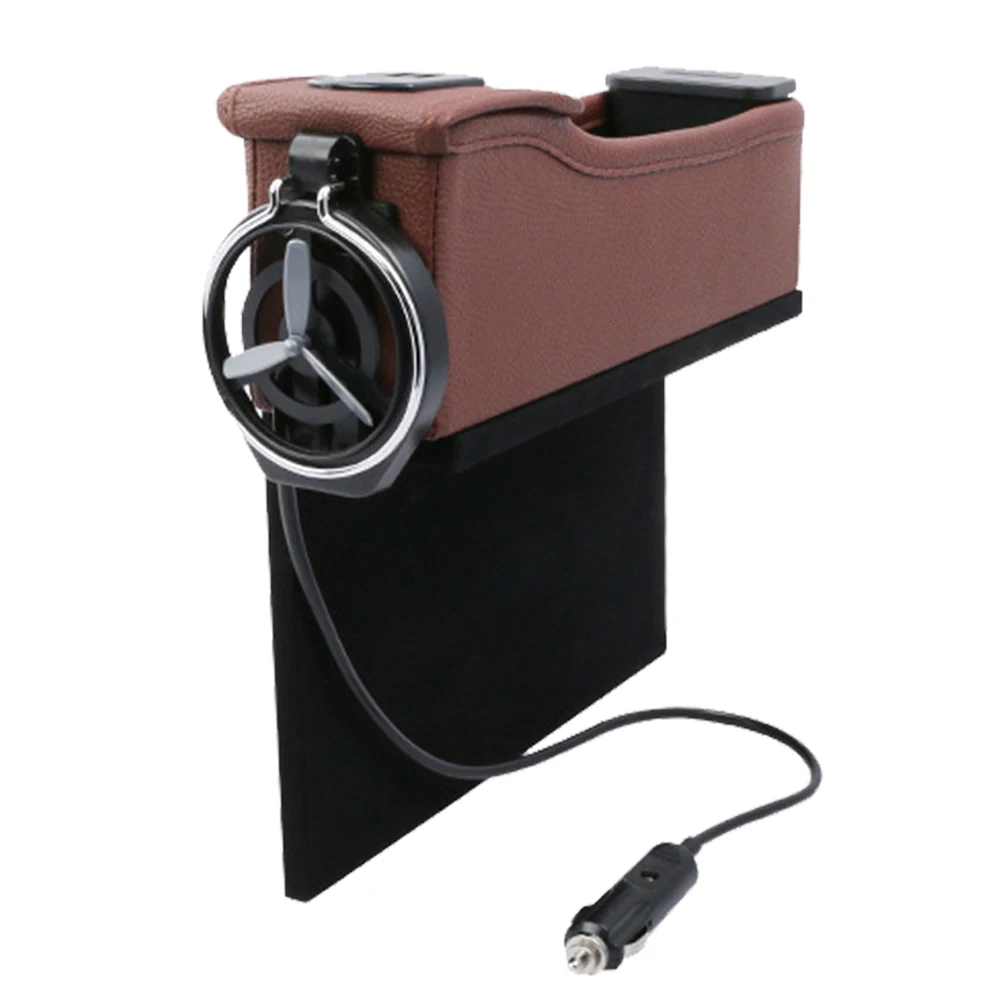 

Main Drivers Seat Car USB Charging Storage Box Multi-functional Seats Large Capacity Receiving Box Car seat Organizer(Brown)