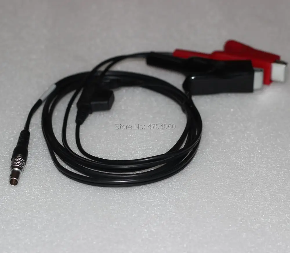 

New 1.8m 565855 Cable with Fuse for Topcon Sokkia Leica GPS 1B 5-pin SR530 & System 1200 Power wire to Power +Alligator clips