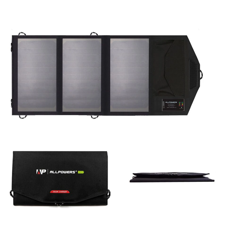 ALLPOWERS 5 V 15 W cargador de batería Solar portátil 6000 mAh Dual USB tipo-C de Panel Solar plegable al aire libre banco de energía Solar - 5
