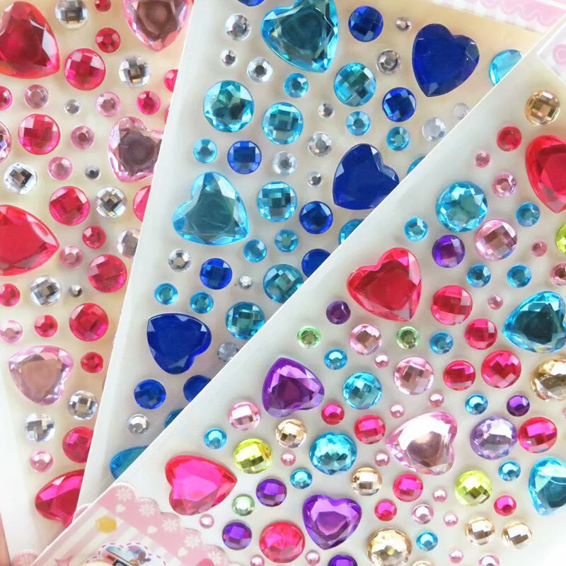 

Kawaii Heart Diamond 3D Stickers Colorful Acrylic Decorative Stickers For Phone and Stationery DIY Diary Photo Albums Decoration