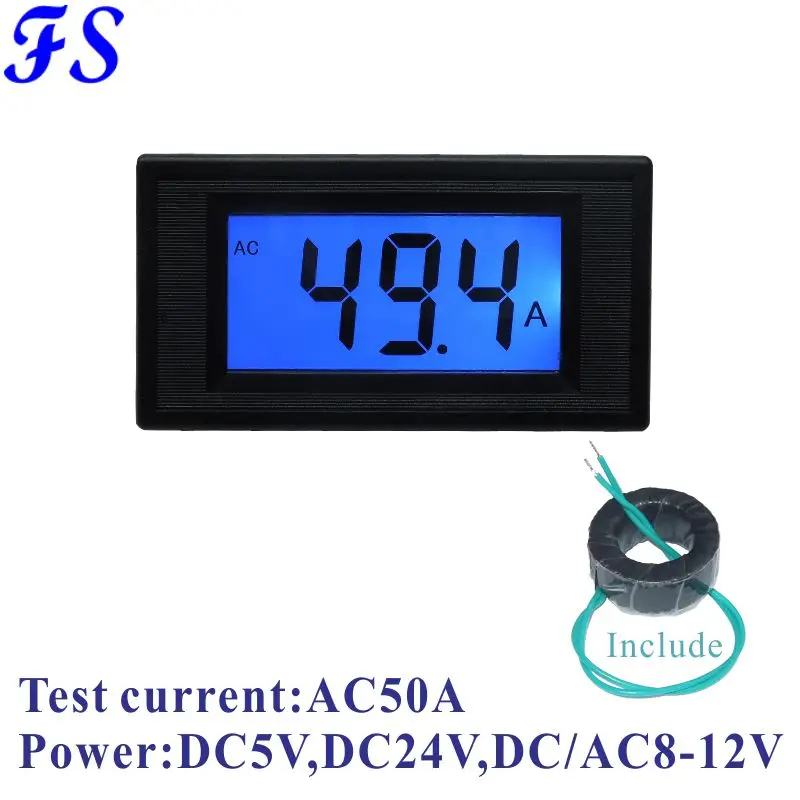 

AC 200A with Current Transformer LCD Digital Current Tester Supply Voltage DC AC 8-12V AC Ammeter Current Meter Amp Panel Meter