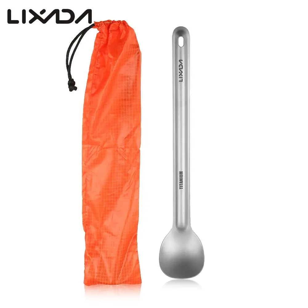 

Lixada Ultralight 15g Titanium Long Handle Spoon Coffee Spoons Outdoor Portable Dinner Spoon Cutlery Camping Backpacking Picnic