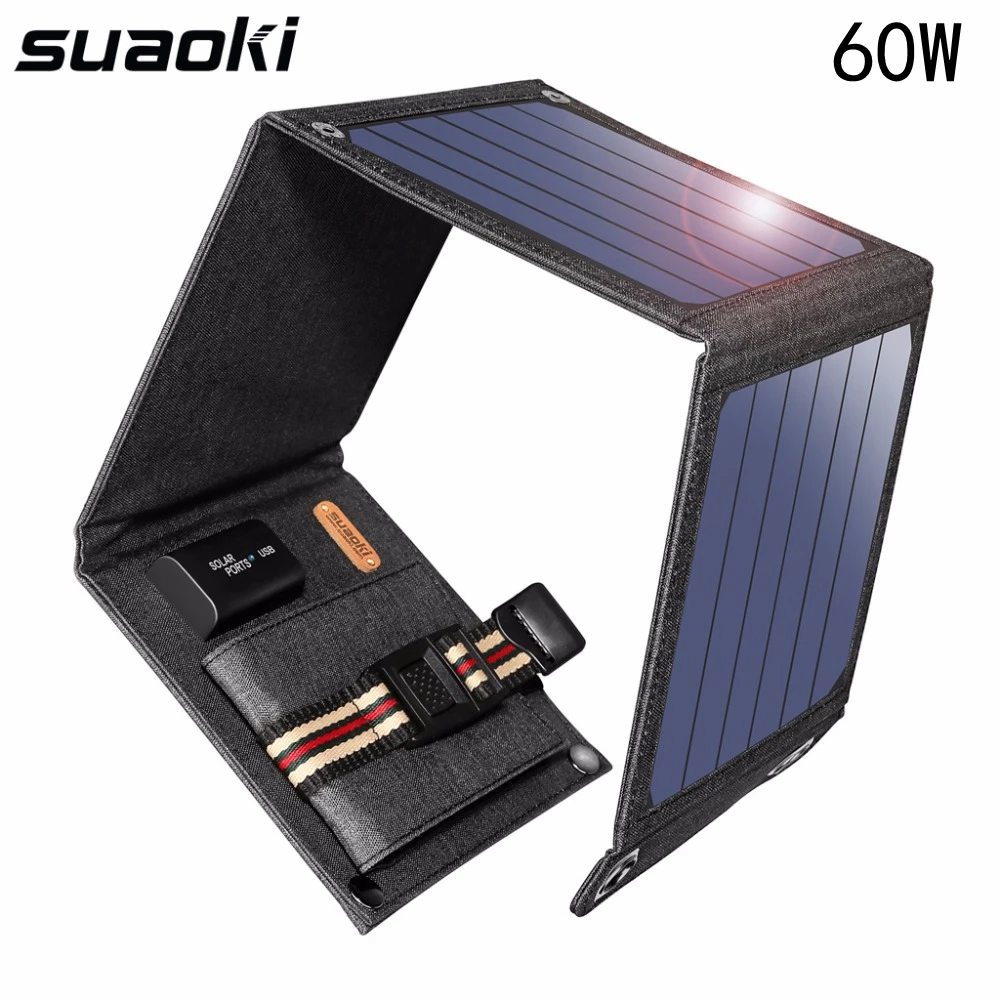 Портативное солнечное зарядное устройство Suaoki 60 Вт 18 в DC USB выходное для