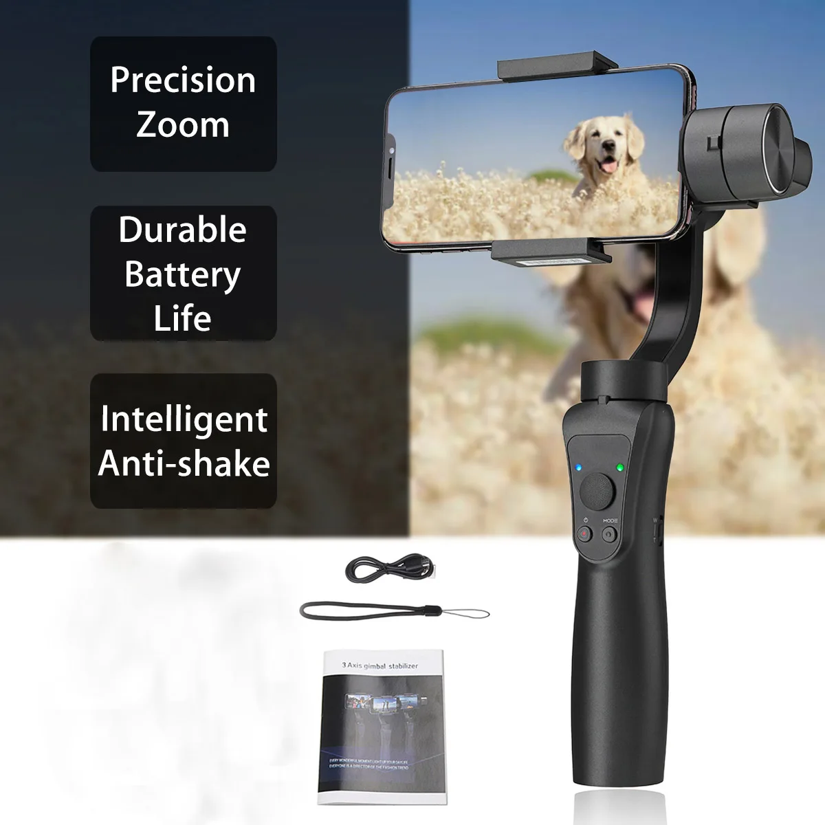 

4400mAh 3-Axis Handheld Gimbal Portable Stabilizer Camera Mount Anti-shake for Smartphone for Iphone XR for Gopro Action Camera
